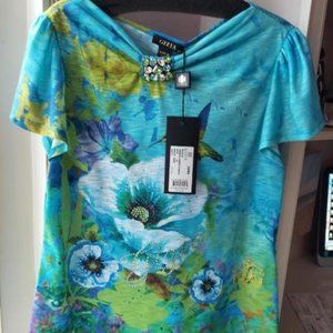 Brand new GIZIA  summer blouse  2058/02 model 21063 with Swarovski ~ size EU 42